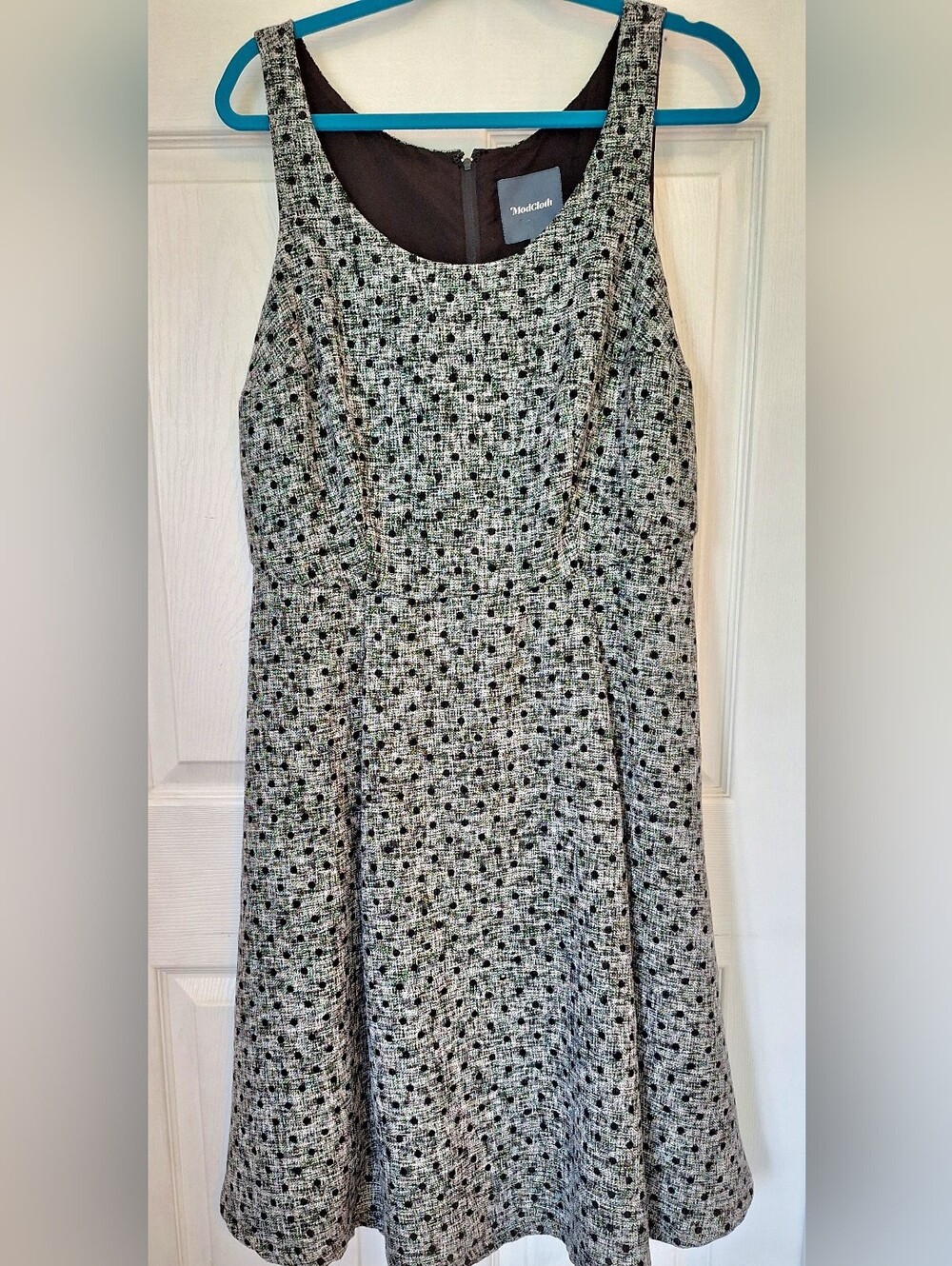 ModCloth Polka Dot Fit & Flare Dress Size 16 Black & White Sleeveless